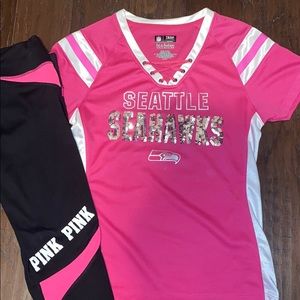 Sequins NFL Seattle Seahawks Hot Pink Jersey Shirt